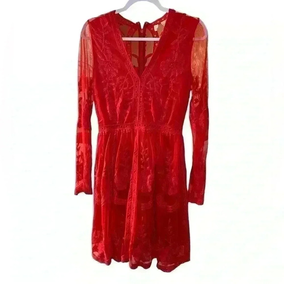 Altar’d State Red Lacey Dress Size Small - Picture 1 of 5
